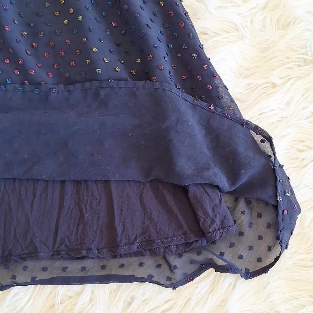NWOT 3Pommes Girls Navy Robe A Manches Short Sleeve Dress